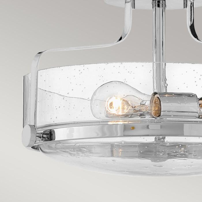 Elstead Lighting Harper 3 Light Small Semi-Flush - Polished Chrome Steel Clear Seeded Glass