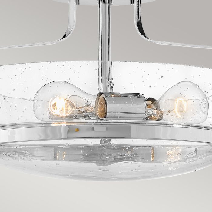 Elstead Lighting Harper 3 Light Small Semi-Flush - Polished Chrome Steel Clear Seeded Glass