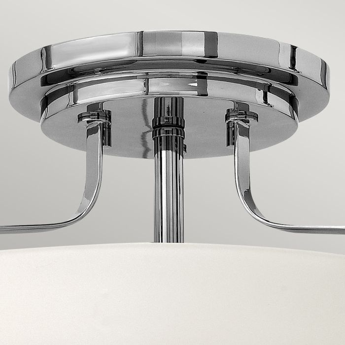 Elstead Lighting Harper 3 Light Small Semi-Flush - Polished Chrome Steel Opal Etched Glass