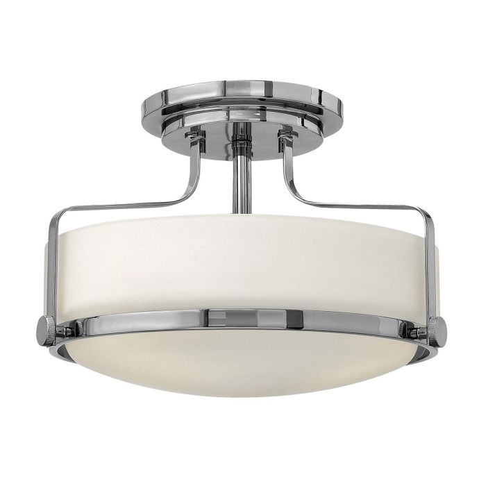 elstead lighting Harper 3 Light Small Semi-Flush - Polished Chrome Steel Opal Etched Glass
