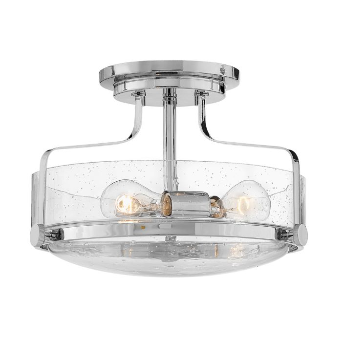 elstead lighting Harper 3 Light Small Semi-Flush - Polished Chrome Steel Clear Seeded Glass