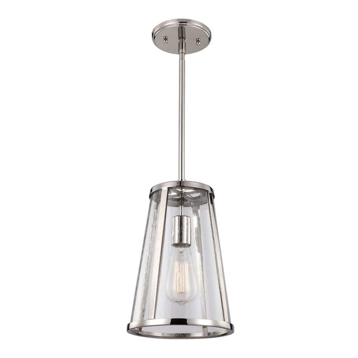 elstead lighting Harrow 1 Light Small Pendant - Polished Nickel