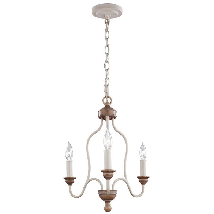elstead lighting Hartsville 3 Light Chandelier - Chalk Washed/Beachwood