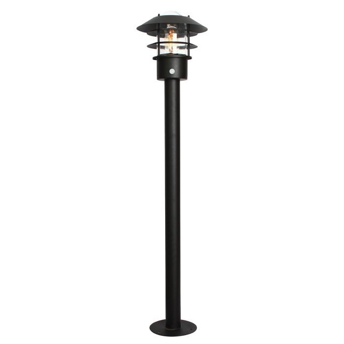 elstead lighting Helsingor 1 Light Bollard Lantern with PIR - Black