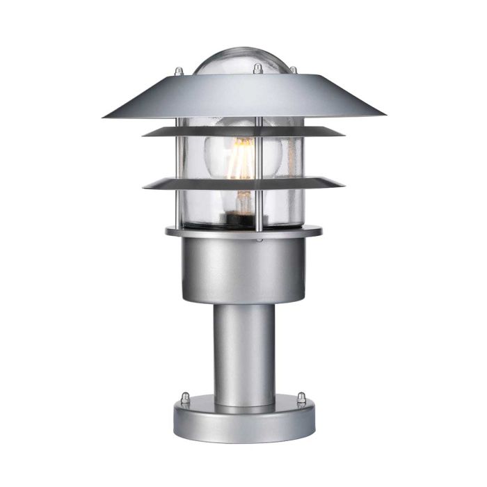 elstead lighting Helsingor 1 Light Pedestal Lantern - Silver
