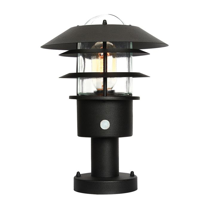 elstead lighting Helsingor 1 Light PIR Pedestal Lantern - Black
