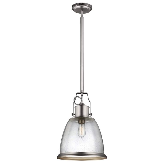 elstead lighting Hobson 1 Light Large Pendant Satin Nickel - Satin Nickel