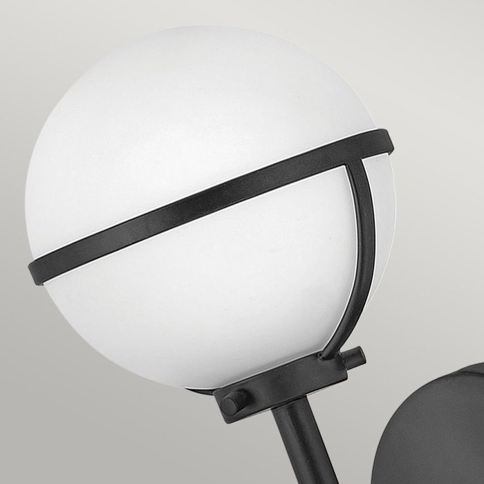 Elstead Lighting Hollis 1 Light Wall Light - Black Steel Opal Glass