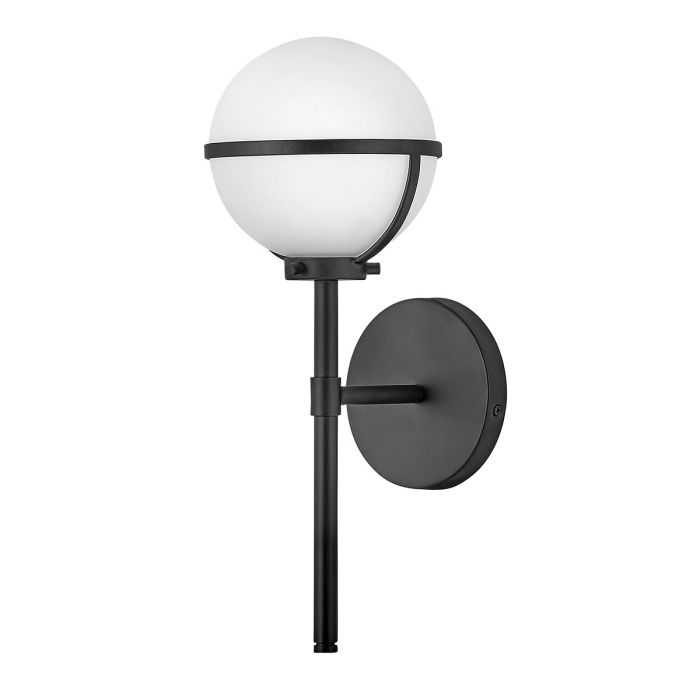 elstead lighting Hollis 1 Light Wall Light - Black Steel Opal Glass