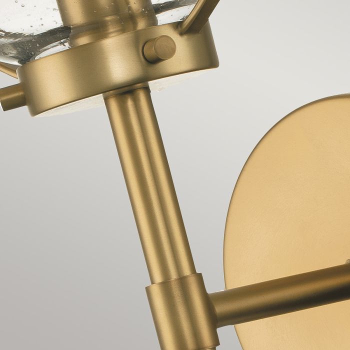 Elstead Lighting Hollis 1 Light Wall Light - Heritage Brass Steel Clear Seeded Glass