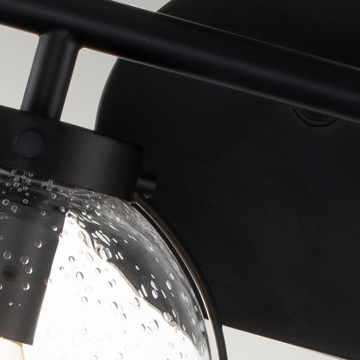 Elstead Lighting Hollis 2 Light Wall Light - Black Steel Clear Seeded Glass