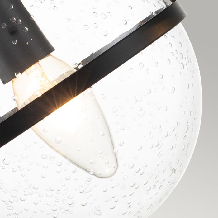 Elstead Lighting Hollis 2 Light Wall Light - Black Steel Clear Seeded Glass