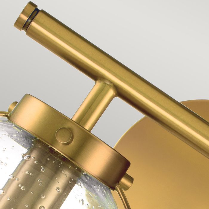 Elstead Lighting Hollis 2 Light Wall Light - Heritage Brass Steel Clear Seeded Glass