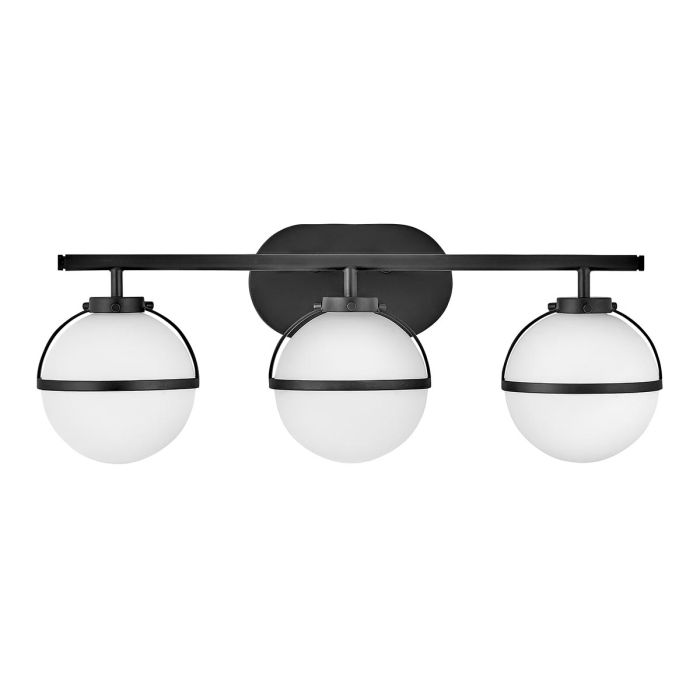 elstead lighting Hollis 3 Light Wall Light - Black Steel Opal Glass