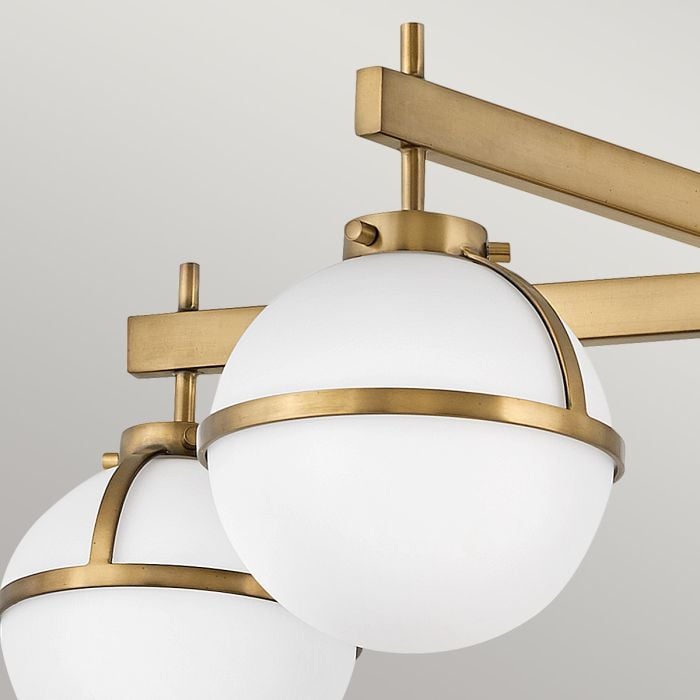 Elstead Lighting Hollis 5 Light Semi-Flush - Heritage Brass Steel Opal Glass