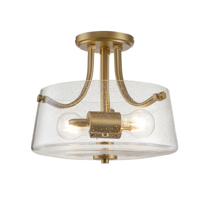 Elstead Lighting Hollister 2 Light Semi-Flush - Brushed Brass