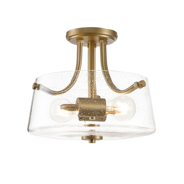elstead lighting Hollister 2 Light Semi-Flush - Brushed Brass