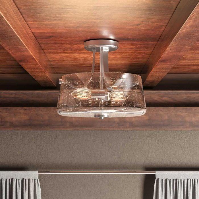 Elstead Lighting Hollister 2 Light Semi-Flush - Polished Nickel