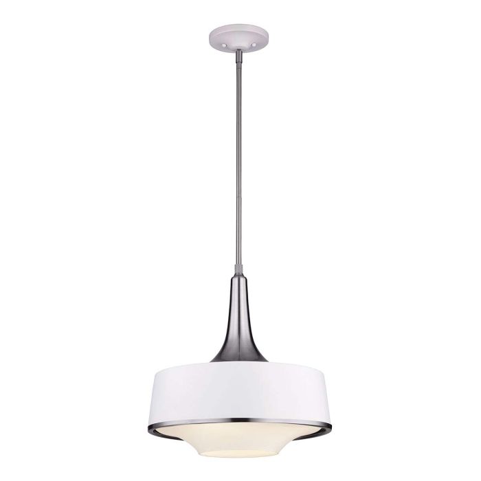 elstead lighting Holloway 4 Light Pendant - White - Brushed Steel/White
