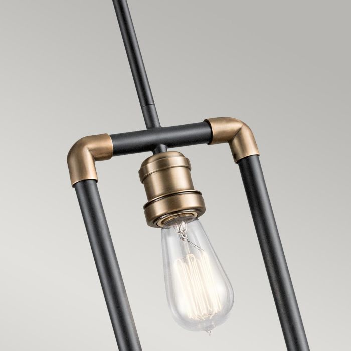 Elstead Lighting Imahn 1 Light Mini Pendant - Black And Natural Brass