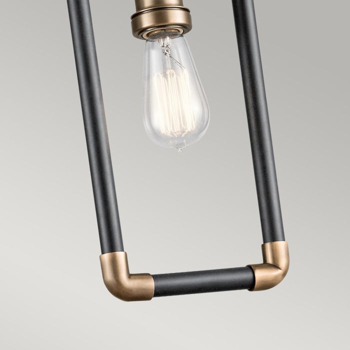 Elstead Lighting Imahn 1 Light Mini Pendant - Black And Natural Brass