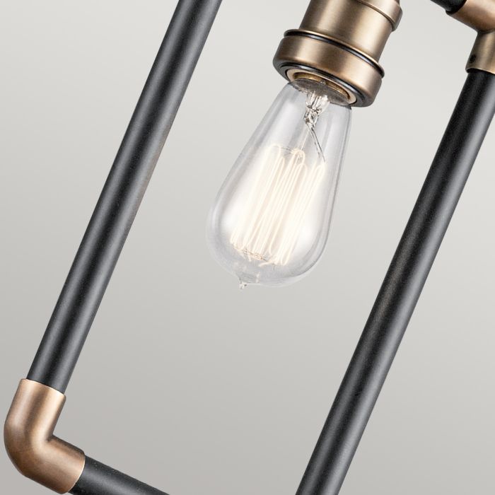 Elstead Lighting Imahn 1 Light Mini Pendant - Black And Natural Brass