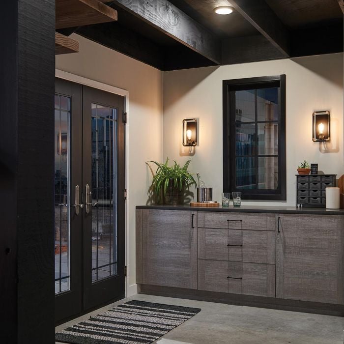 Elstead Lighting Imahn 1 Light Wall Light - Black And Natural Brass