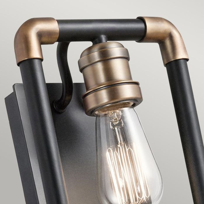 Elstead Lighting Imahn 1 Light Wall Light - Black And Natural Brass
