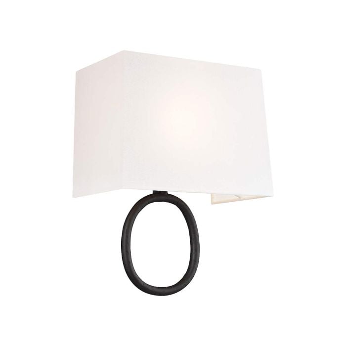 elstead lighting Indo 1 Light Wall Light - Aged Iron and off white cotton shade