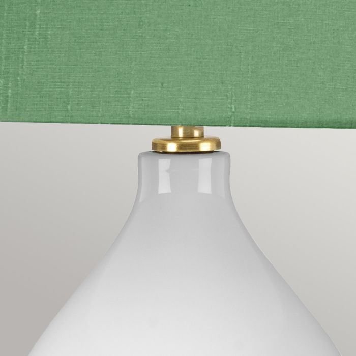 Elstead Lighting Isla 1 Light Table Light - Aged Brass White Green With Okra Green Shade