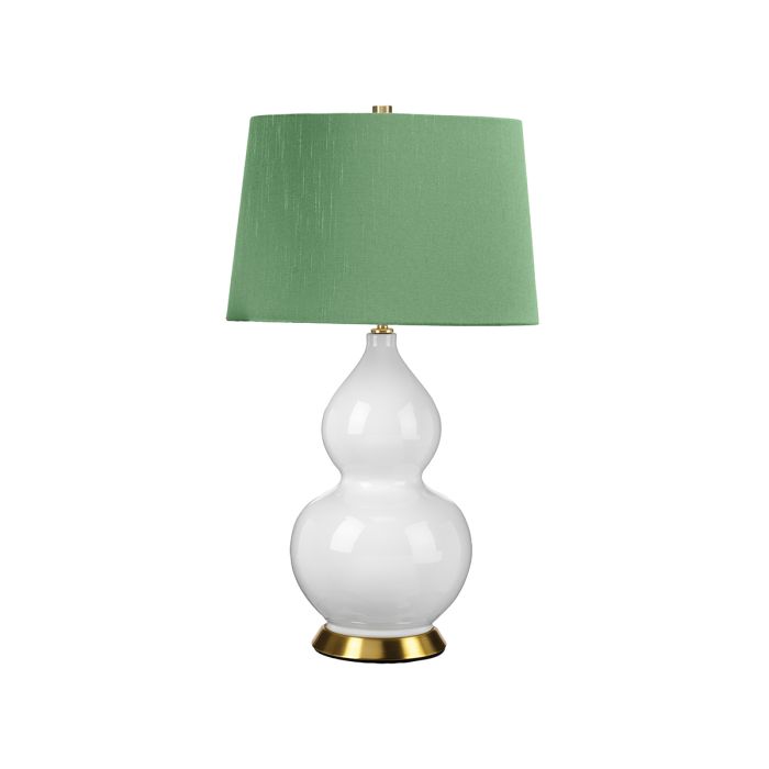 elstead lighting Isla 1 Light Table Light - Aged Brass White Green with Okra Green Shade