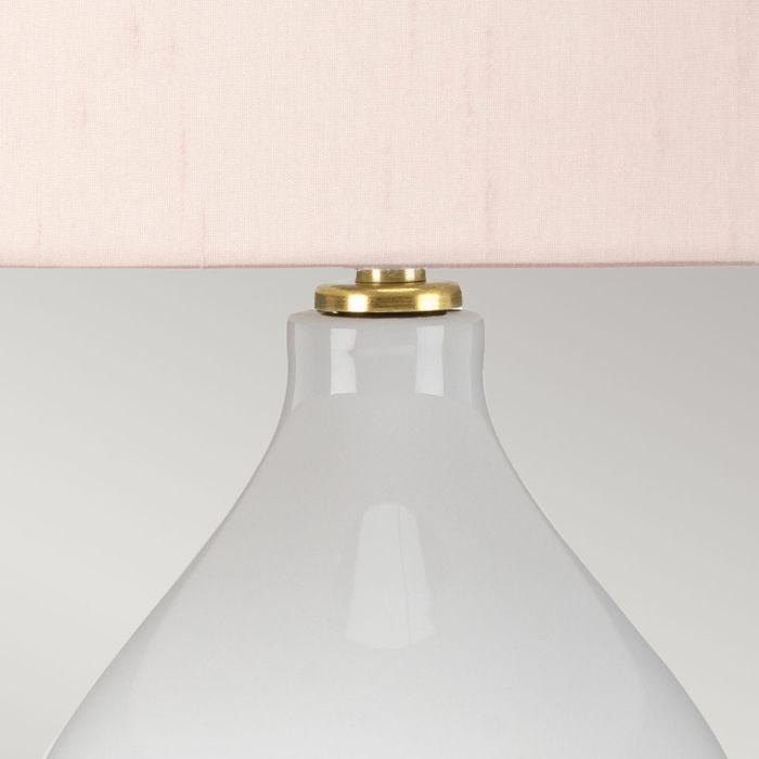 Elstead Lighting Isla 1 Light Table Light - Aged Brass White Pink With Ballerina Pink Shade