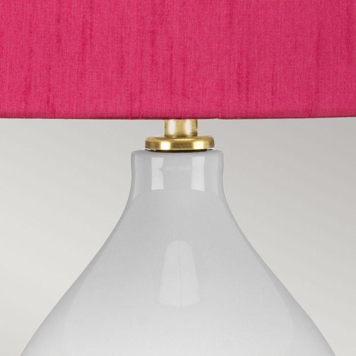 Elstead Lighting Isla 1 Light Table Light - Aged Brass White Pink With Cranberry Pink Shade