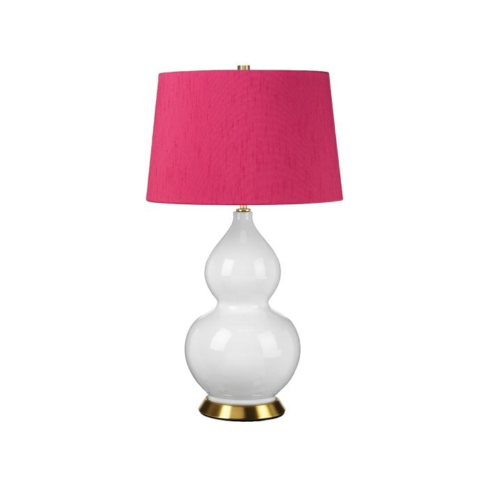 elstead lighting Isla 1 Light Table Light - Aged Brass White Pink with Cranberry Pink Shade