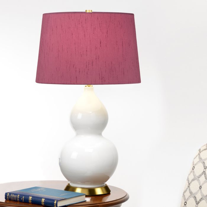 Elstead Lighting Isla 1 Light Table Light - Aged Brass White Purple With Bloom Purple Shade