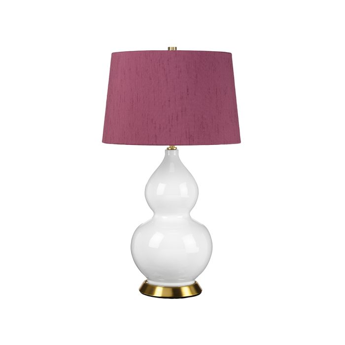 elstead lighting Isla 1 Light Table Light - Aged Brass White Purple with Bloom Purple Shade