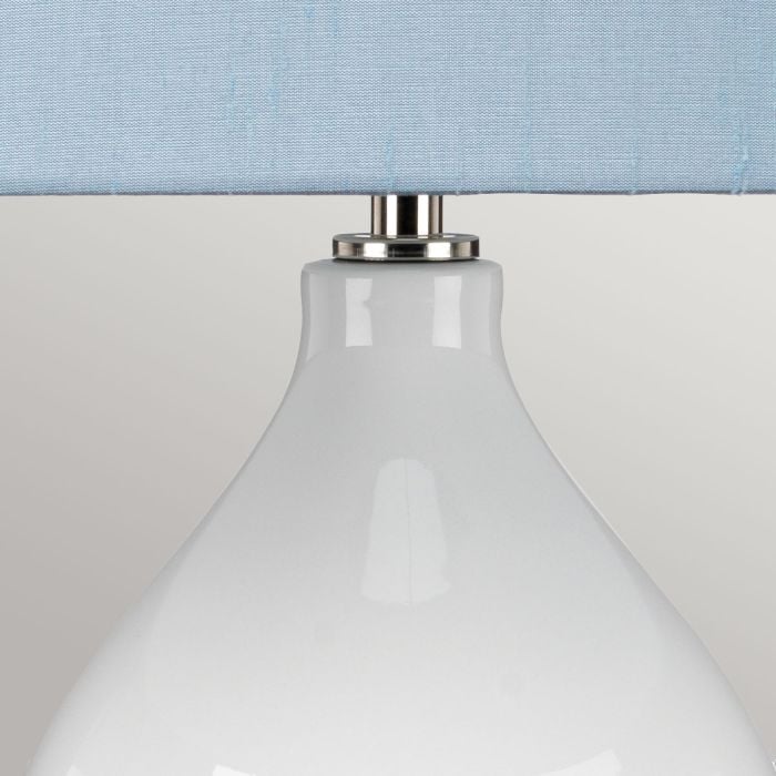 Elstead Lighting Isla 1 Light Table Light - Polished Nickel White Blue With Liberty Blue Shade