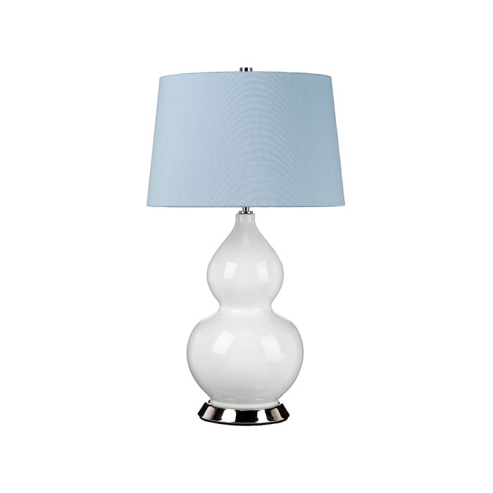 elstead lighting Isla 1 Light Table Light - Polished Nickel White Blue with Liberty Blue Shade