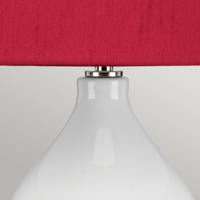 Elstead Lighting Isla 1 Light Table Light - Polished Nickel White Red With Beetroot Red Shade