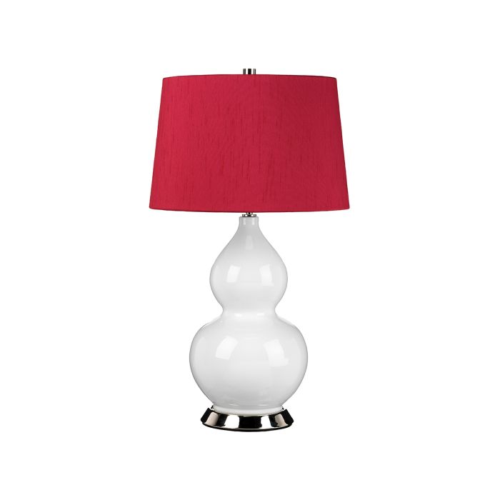 elstead lighting Isla 1 Light Table Light - Polished Nickel White Red with Beetroot Red Shade