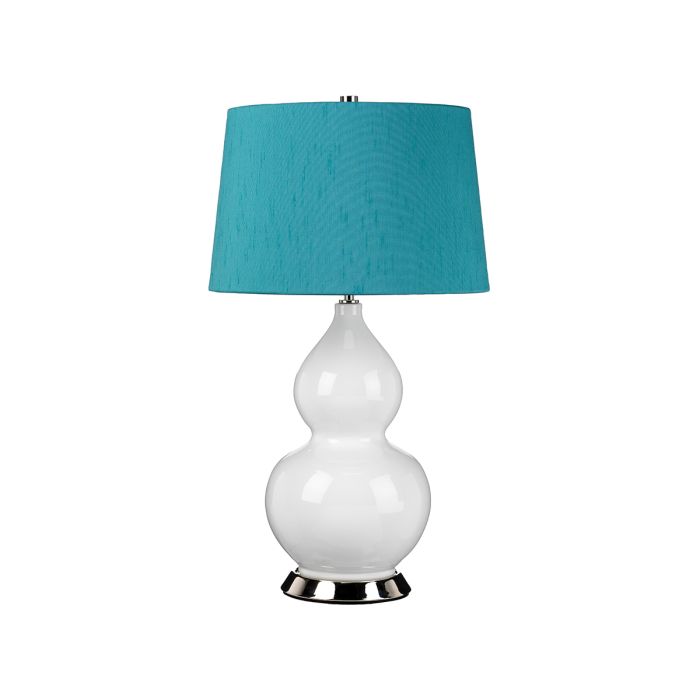 elstead lighting Isla 1 Light Table Light - Polished Nickel White Teal with Mallard Teal Shade