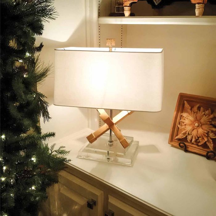Elstead Lighting Jackson Square 1 Light Table Lamp - Distressed Gold With Cream Shade