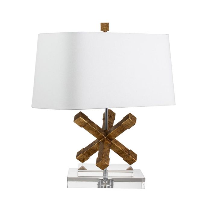Elstead Lighting Jackson Square 1 Light Table Lamp - Distressed Gold With Cream Shade