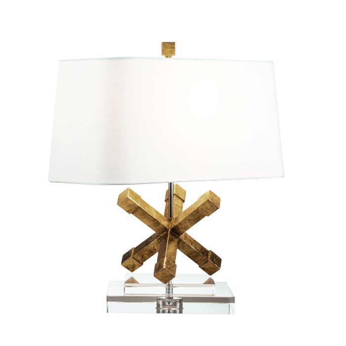 elstead lighting Jackson Square 1 Light Table Lamp - Distressed Gold with Cream Shade