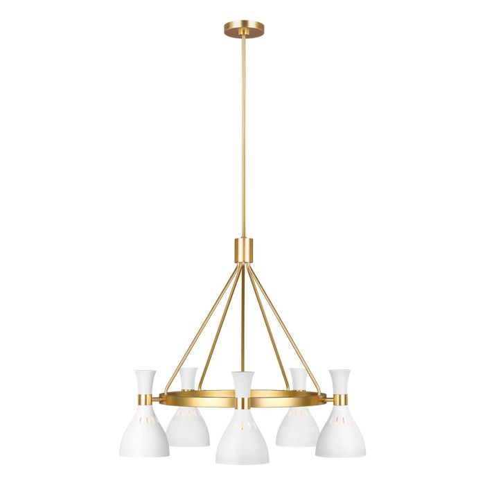 elstead lighting Joan 5 Light Chandelier - Matte White / Burnished Brass