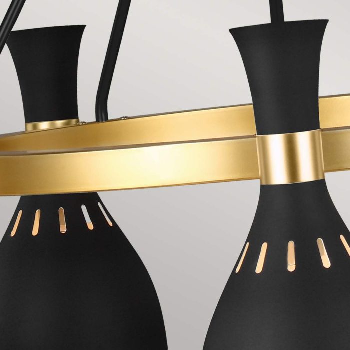 Elstead Lighting Joan 5 Light Chandelier - Midnight Black / Burnished Brass