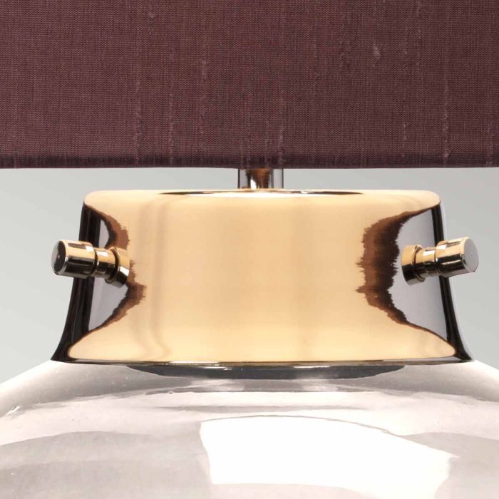 Elstead Lighting Kara Table Lamp - Polished Nickel - Smoke Glass With Larkspur Shade