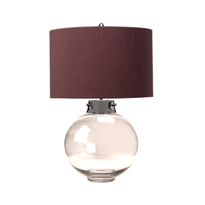 elstead lighting Kara Table Lamp - Polished Nickel - Smoke Glass with Larkspur Shade