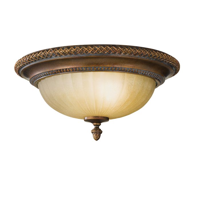 elstead lighting Kelham Hall 2 Light Flush - Firenze Gold/British Bronze