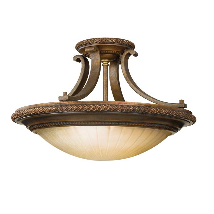 elstead lighting Kelham Hall 2 Light Semi-Flush Light - Firenze Gold/British Bronze